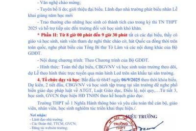 THÔNG BÁO VỀ VIỆC TỰU TRƯỜNG VÀ KHAI GIẢNG NĂM HỌC 2025-2026